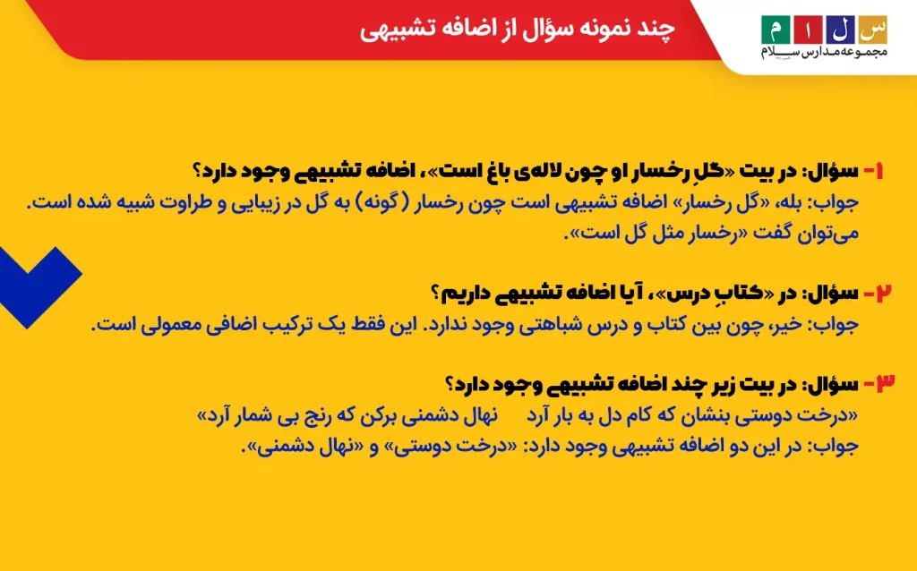 نمونه سوال اضافه تشبیهی در آزمون‌های ادبیات فارسی همراه با پاسخ